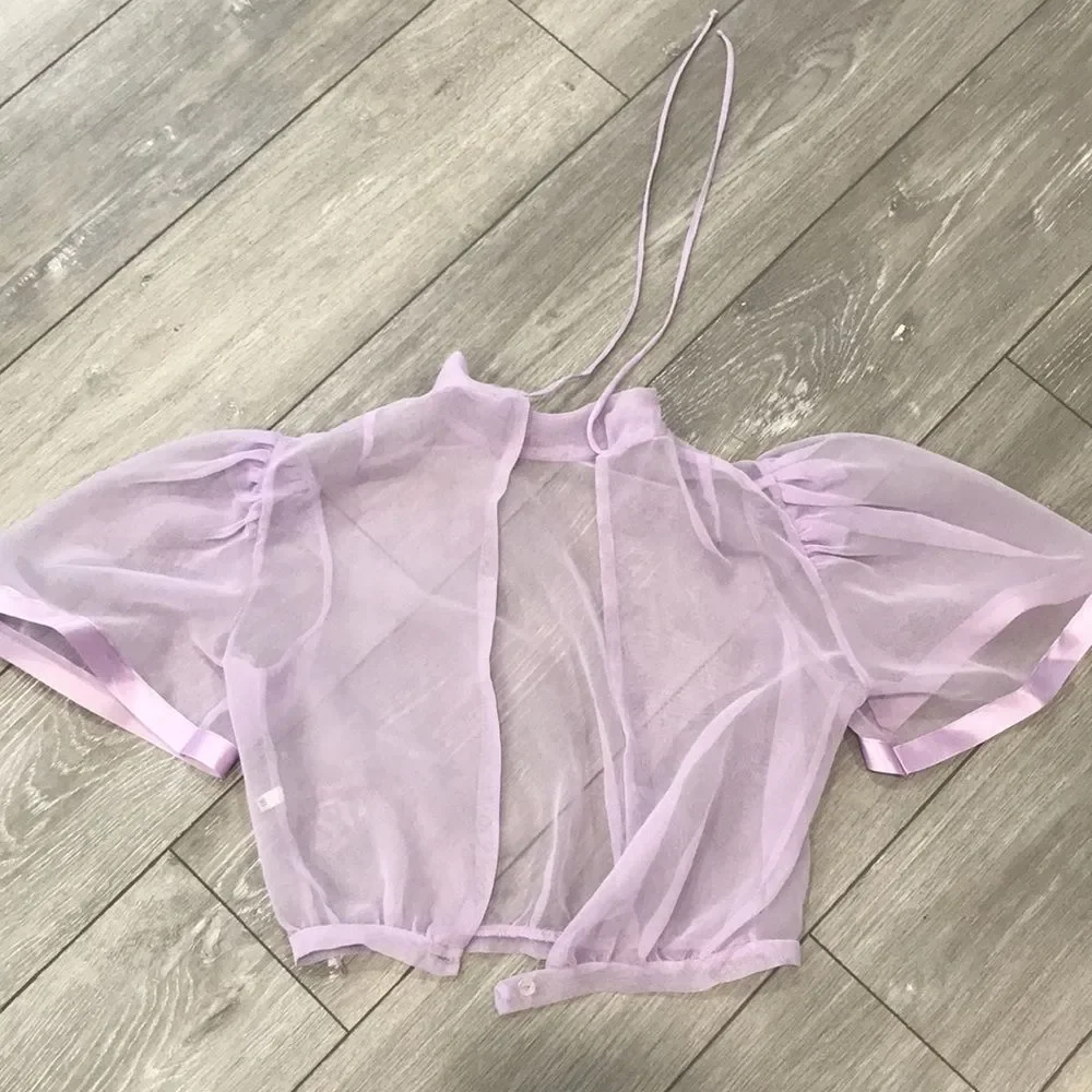 Vintage 70s Lavender Sheer Dress and Jacket